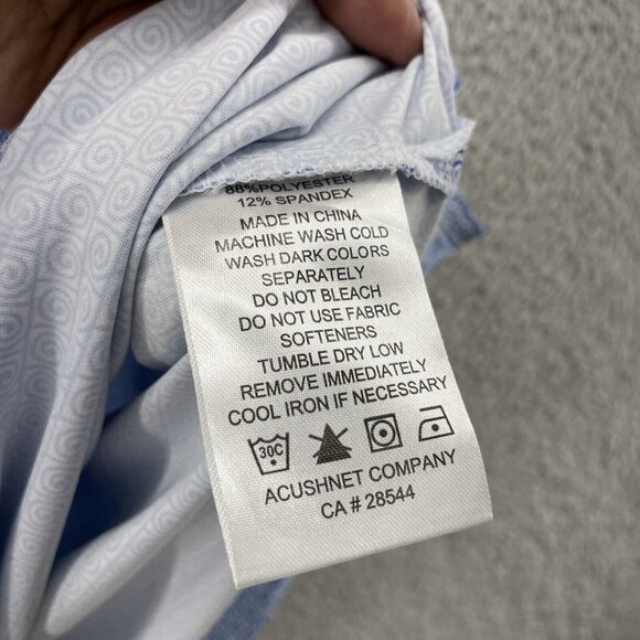 Footjoy FJ Swirl Print Polo Shirt Mens XL Blue Short Sleeve Golf Performance - Picture 7 of 12